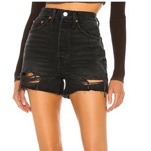 RE/DONE 50s Cut Off Denim Shorts Destroyed Black Size 26